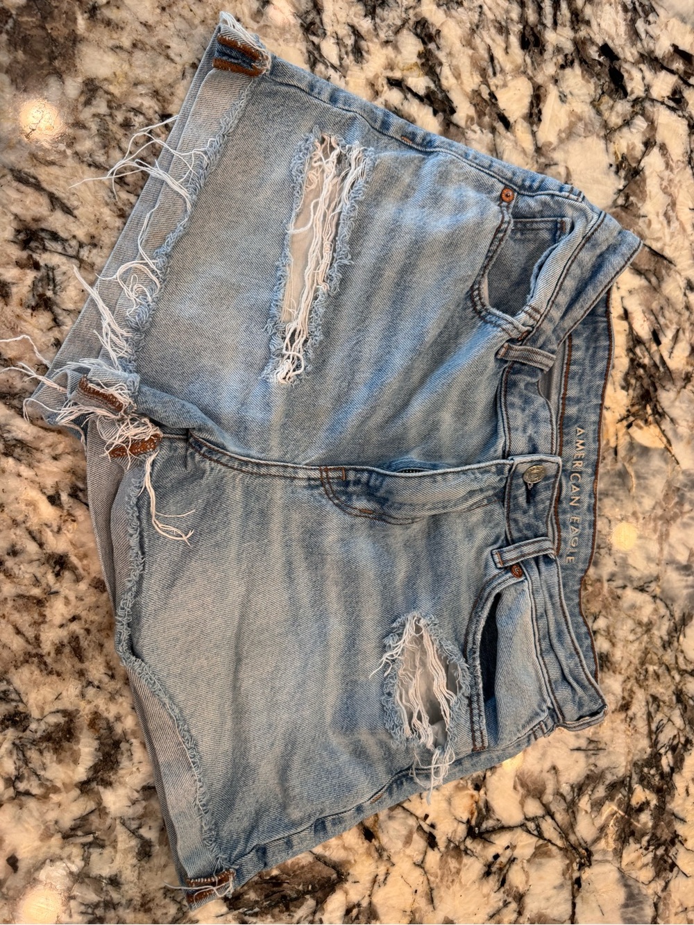 American Eagle Outfitters Light Wash Distressed Denim Shorts